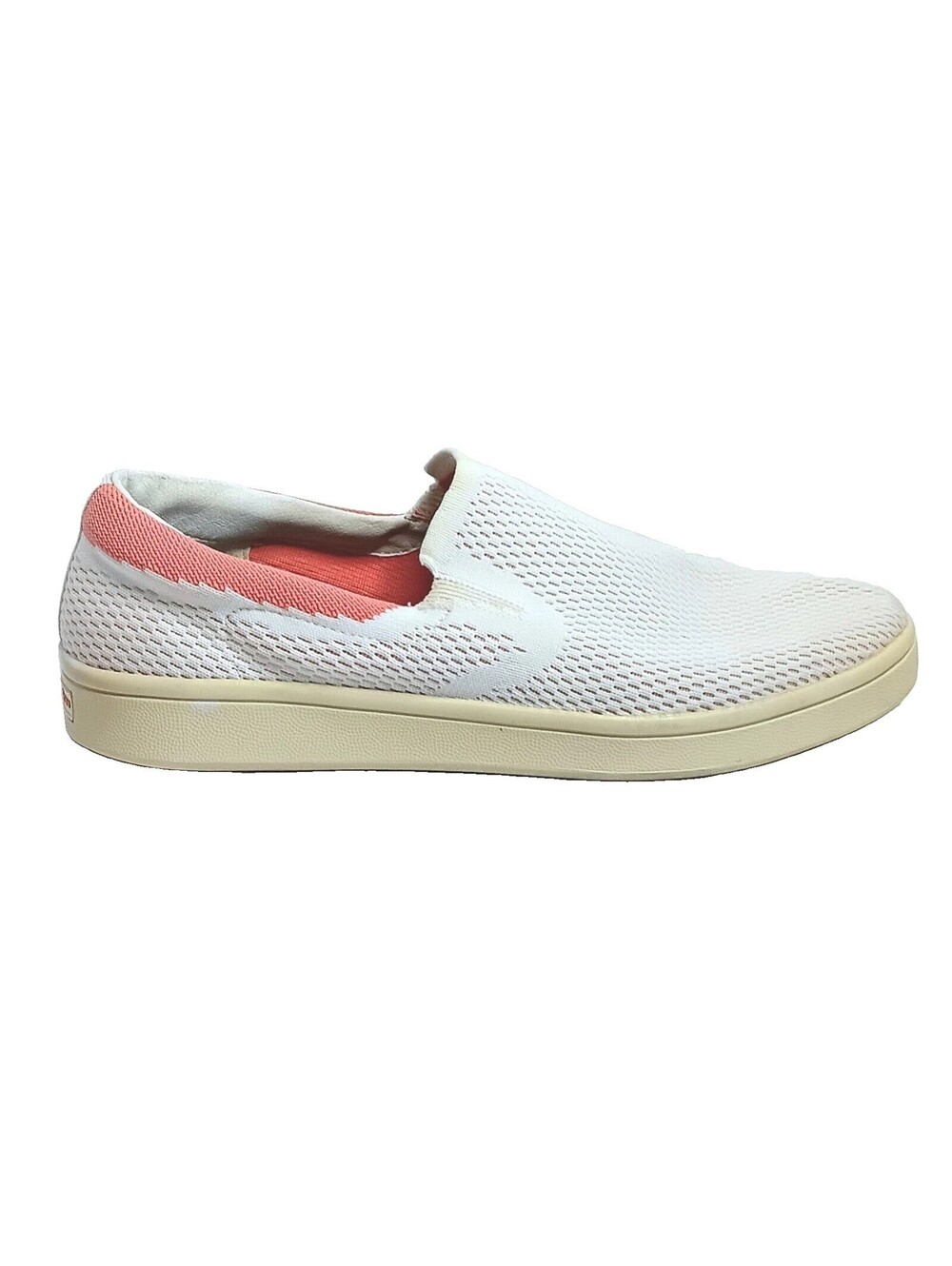 Mark Nason Womens 8.5 White/Coral Slip On Casual Knit Shoes Sneakers Loafer